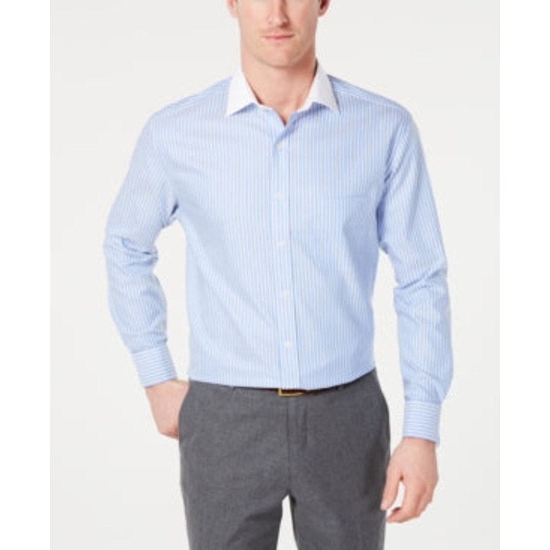 Tasso Elba Mens Classic Regular Fit Button Down Shirt Light Blue 16.5 34 35