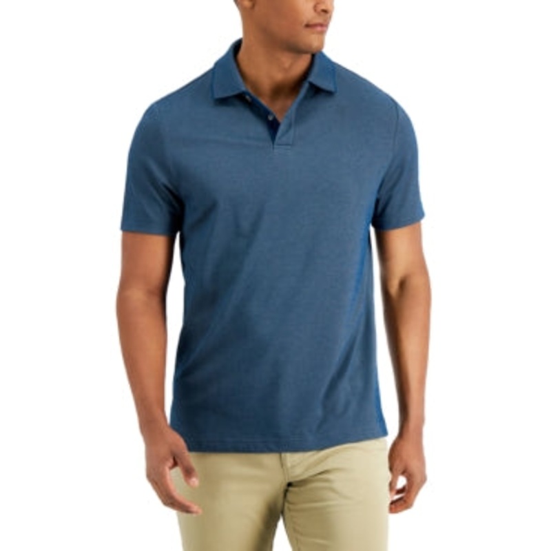 Tasso Elba Mens Short Sleeve Polo Shirt Evening Tide Blue  2XL