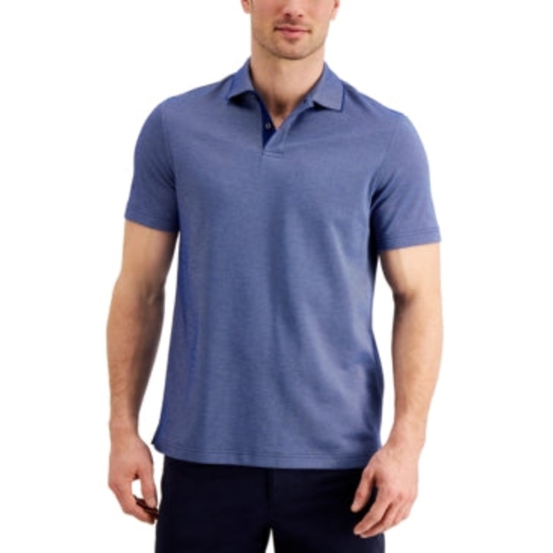 Tasso Elba Mens Short Sleeve Polo Shirt Pompador Blue 2XL