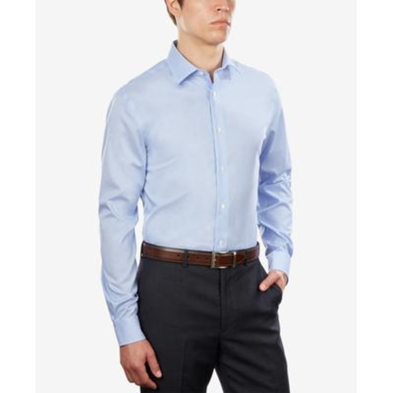 Tommy Hilfiger Men's Slim Fit Non Iron Button Down Dress Shirt Blue 15 34 35