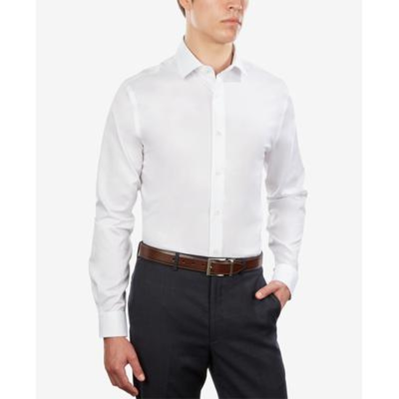 Tommy Hilfiger Men's Slim Fit Perforated Button Down Shirt White 16.5 34 35