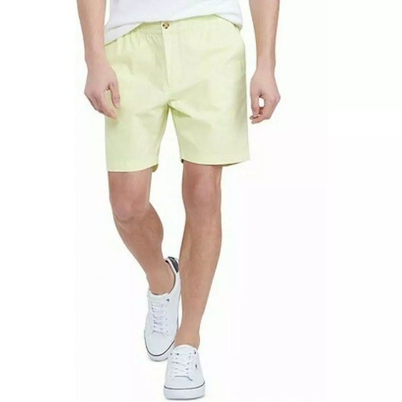 Tommy Hilfiger Men's Theo Stretch Shorts Small Yellow Elastic Waistband