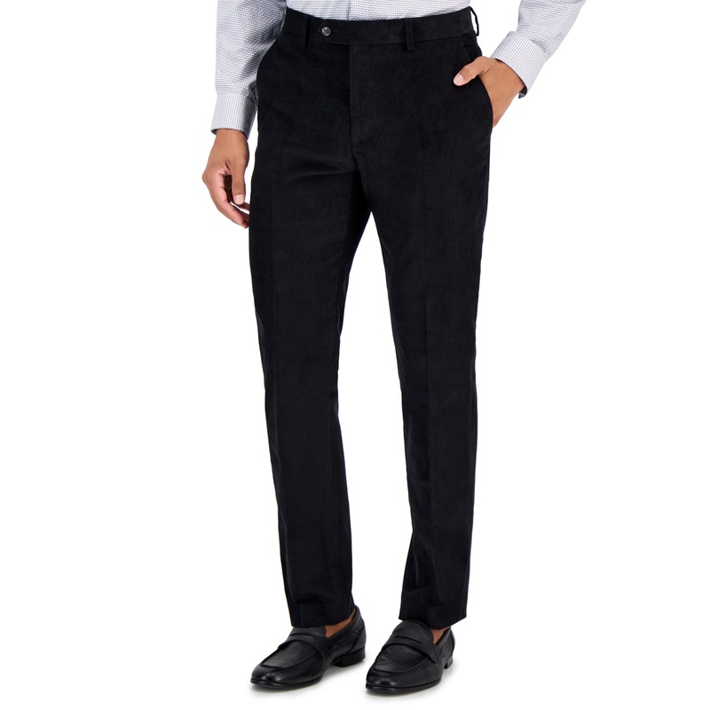 Tommy Hilfiger Mens Modern Fit Solid Corduroy Pants Black 42 x 32