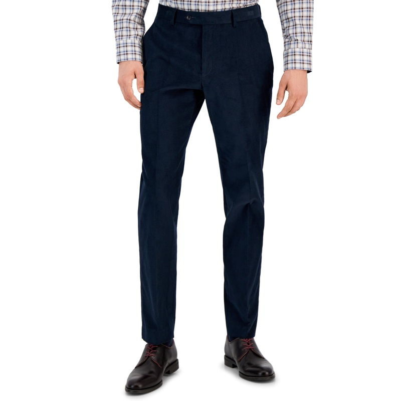 Tommy Hilfiger Mens Modern Fit Solid Corduroy Pants Navy Blue 38 x 34