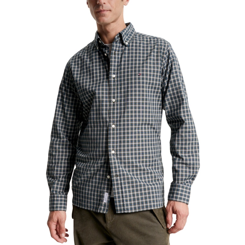 Tommy Hilfiger Mens Soft Flex Button Down Shirt Putting Green 2XL