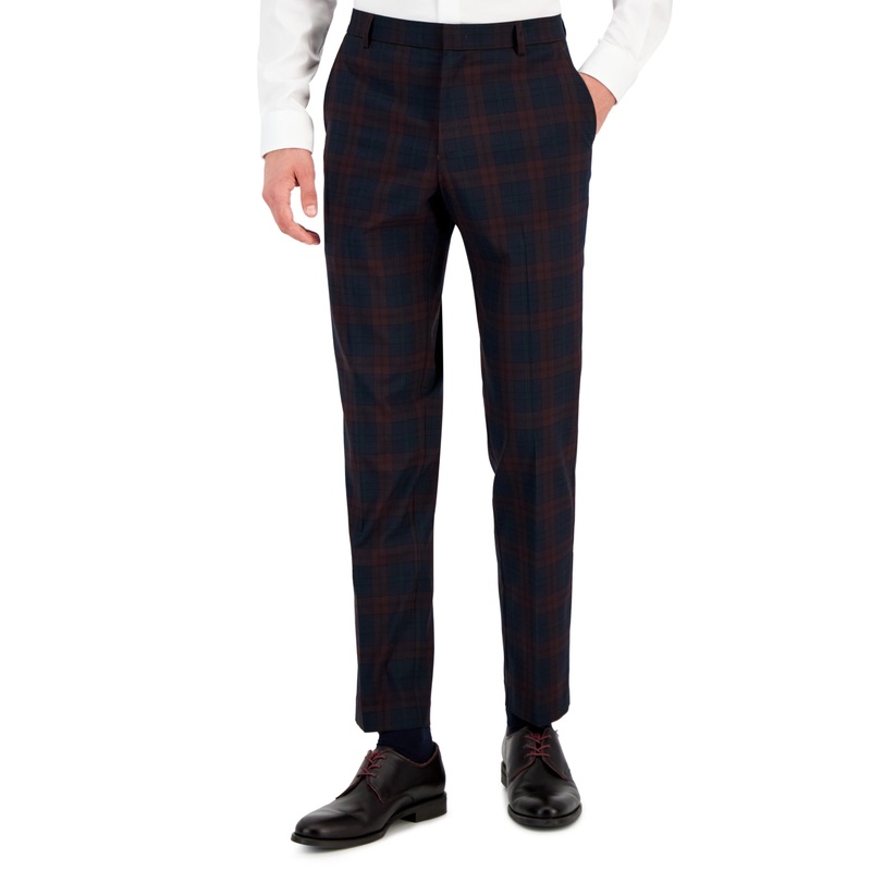 Tommy Hilfiger Mens TH Flex Suit Dress Pants Burgundy Red Blue 32 x 32