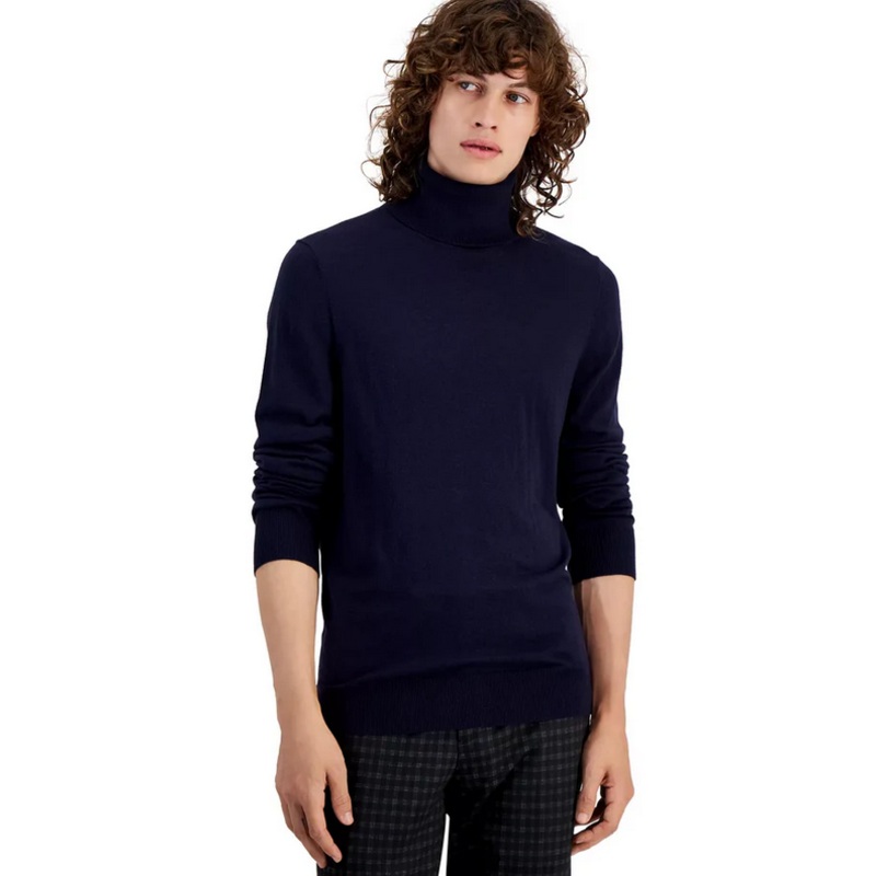 Paisley & Gray Mens Fine Gauge Turtleneck Sweater Dark Navy Large