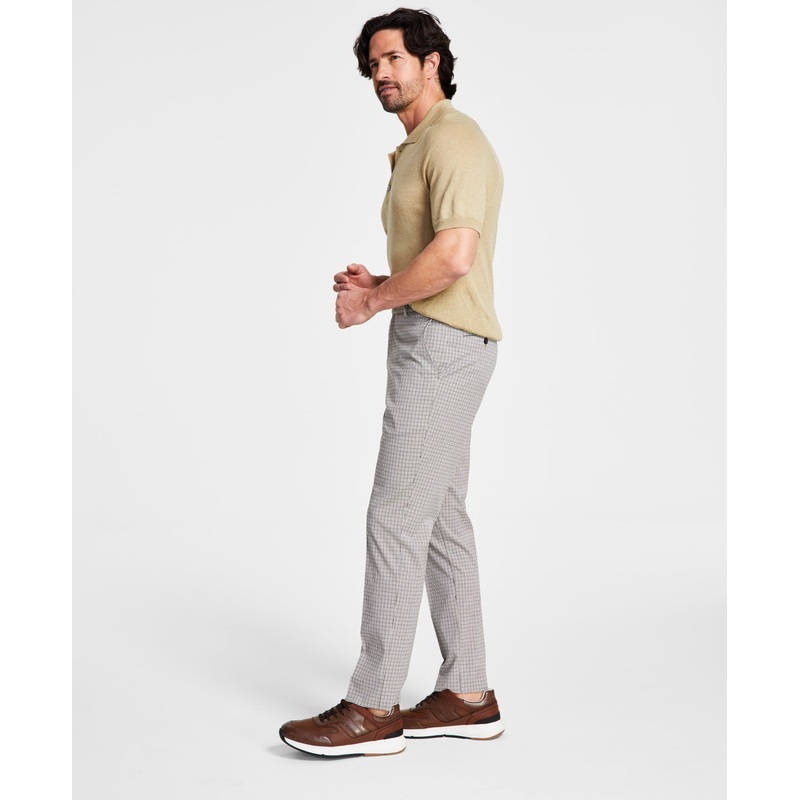 Tommy Hilfiger Mens Modern Fit TH Flex Plaid Suit Dress Pants Beige Tan 38 x 32