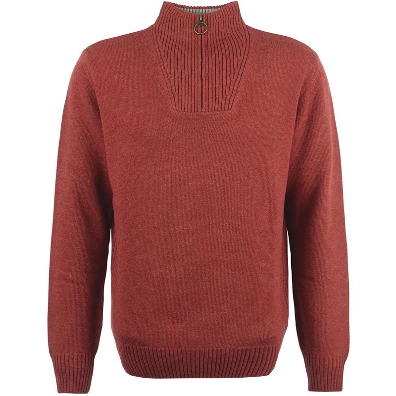 Barbour Mens Nelson Essential Quarter Zip Sweater Red 2XL