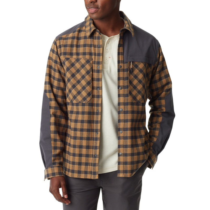 Bass Outdoor Men's Utility Brushed Twill Shacket Yellow Plaid Small