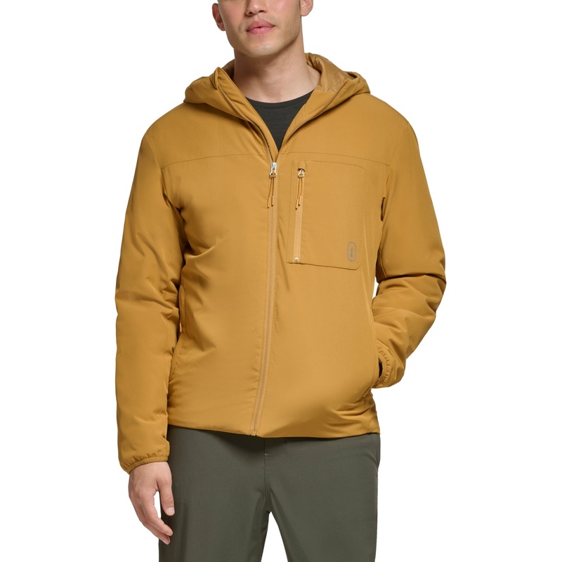 BASS OUTDOOR Mens Hooded Jacket Bone Brown Yellow Small