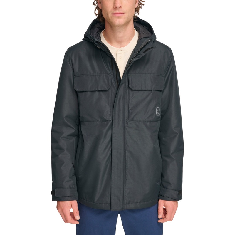 BASS OUTDOOR Mens Performance Hooded Pocket Jacket Moonless Night XL