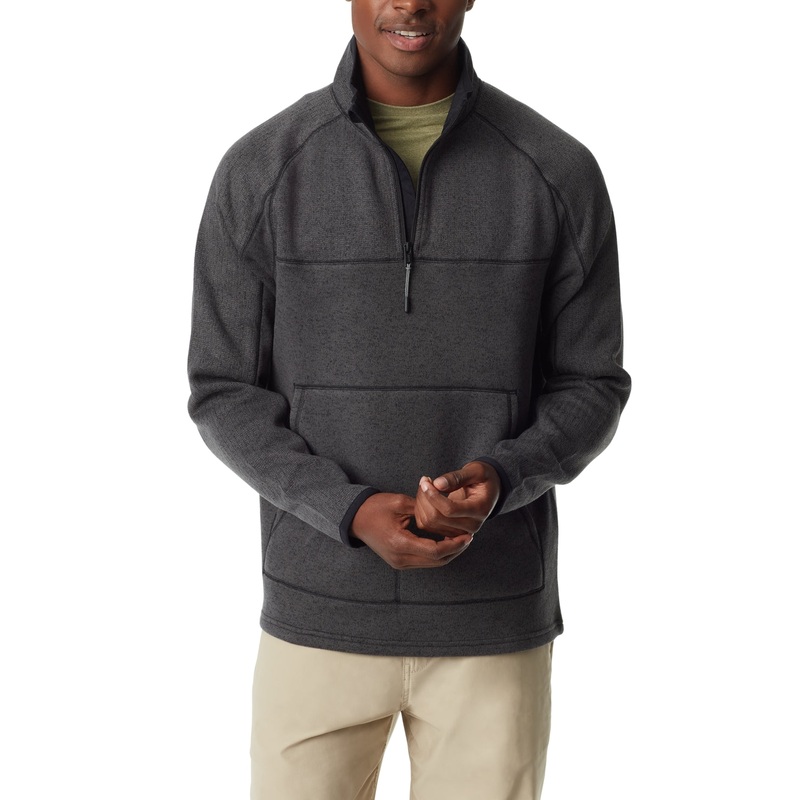Bass Outdoor Mens Quarter Zip Long Sleeve Sweater Forged Iron Grey Medium
