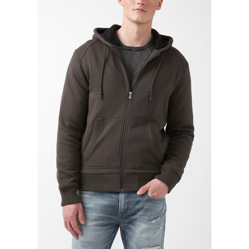 Buffalo David Bitton Men's Fleece Lined Full Zip Sweatshirt Charcoal Grey Large