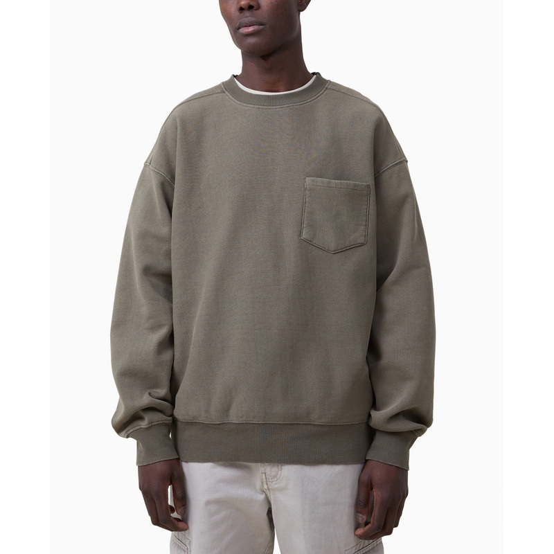 COTTON ON Mens Oversized Fleece Pullover Sweatshirt Jungle Khaki Medium