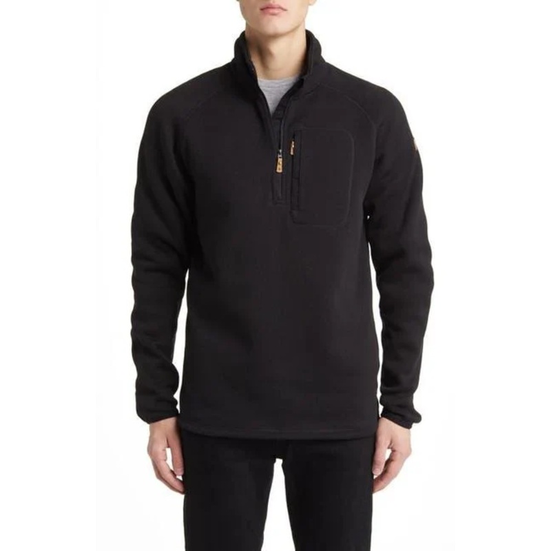 Fjallraven Mens Ovik Half Zip Pullover Fleece Jacket Black Large