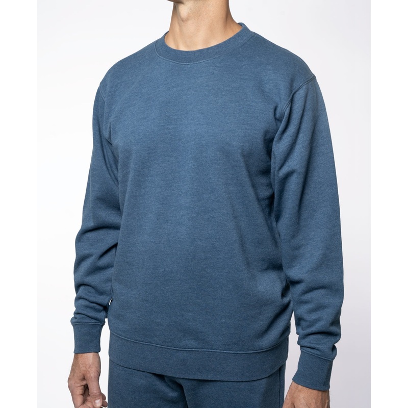 Lazer Men's Burnout Fleece Crewneck Sweatshirt Dusk Blue Large