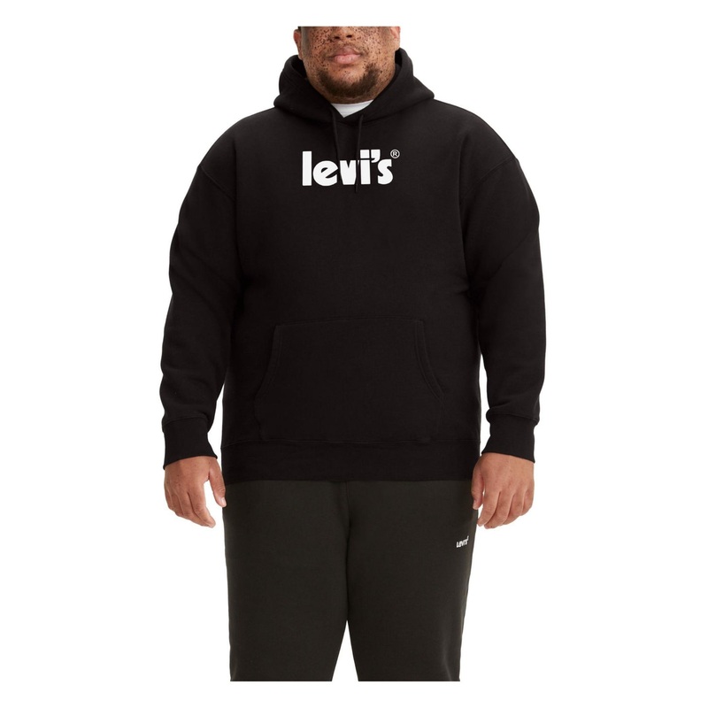 Levi's Men's Big and Tall Relaxed Graphic Pullover Hoodie Caviar Black 4XL