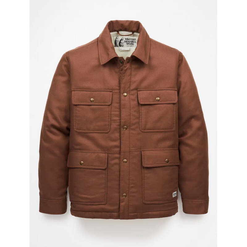 Marmot Men's Ridgefield Fleece Lined Flannel Shirt Jacket Pinecone Brown Large