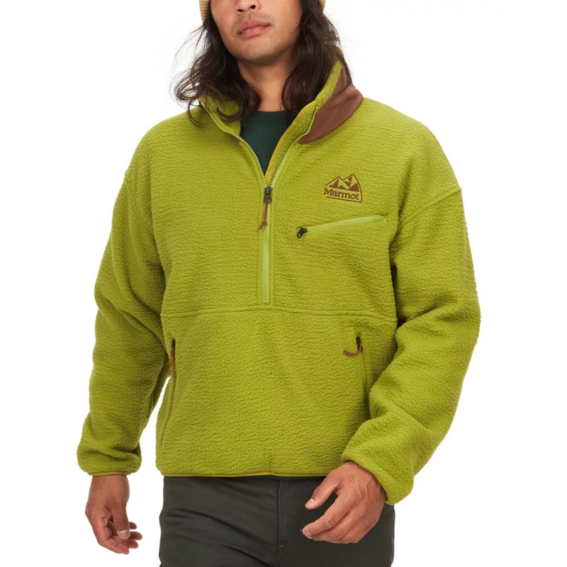 Marmot Mens 94 ECO Embroidered Logo Half Zip Fleece Jacket Cilantro Green XL