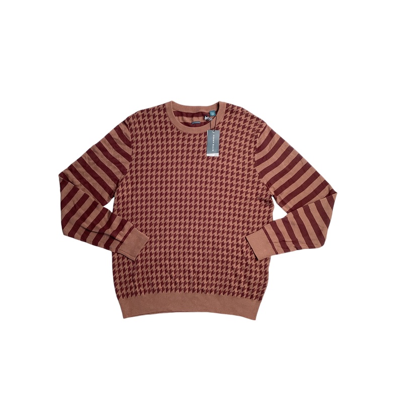 Perry Ellis Mens Mixed Pattern Crewneck Sweater Bitter Chocolate Brown XL