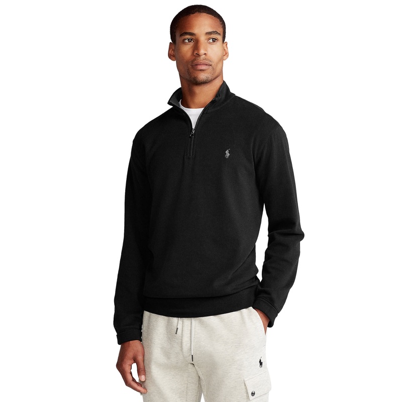 Polo Ralph Lauren Men's Big Tall Jersey Quarter Zip Pullover Sweater Black 3XB