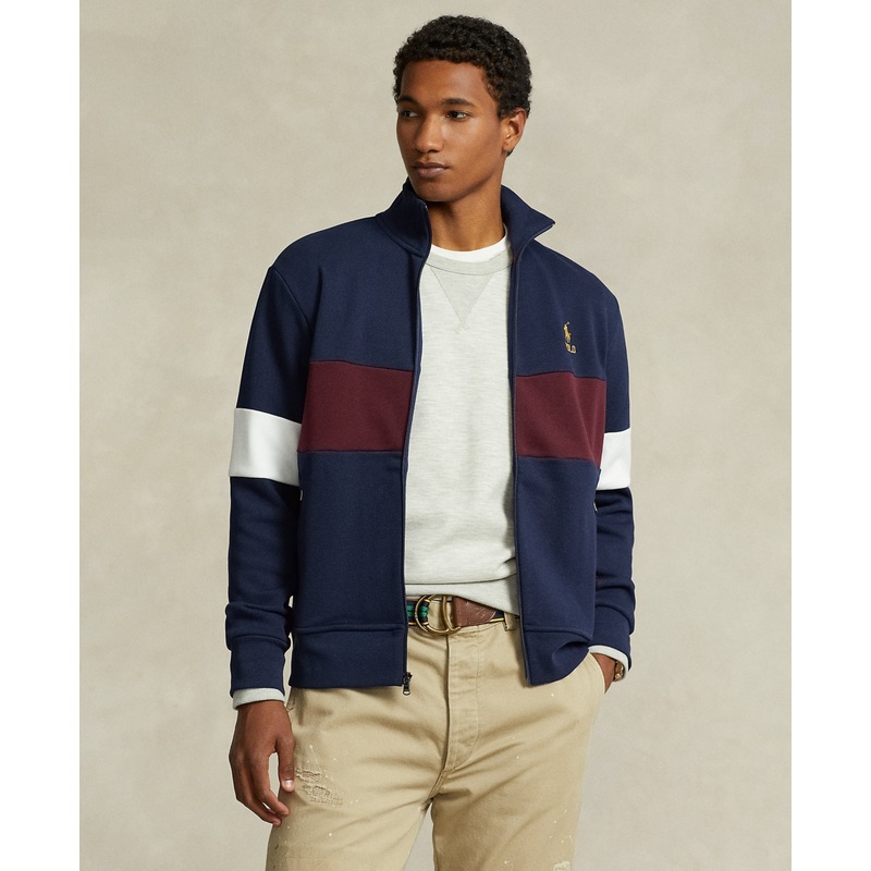 Polo Ralph Lauren Mens Double Knit Track Jacket Cruise Navy Blue Multi XS
