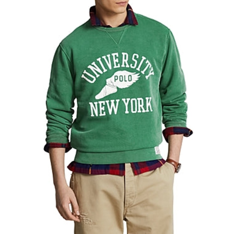 Polo Ralph Lauren Mens Fleece Graphic Sweatshirt Athletic Green Small