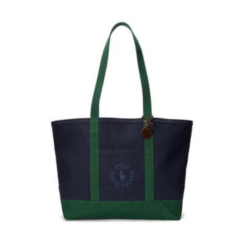 Polo Ralph Lauren Mens Logo Embroidered Canvas Tote Newport Navy New No Size