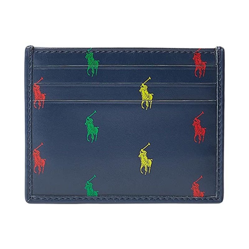 Polo Ralph Lauren Mens Signature Pony Leather Card Case Navy No Size