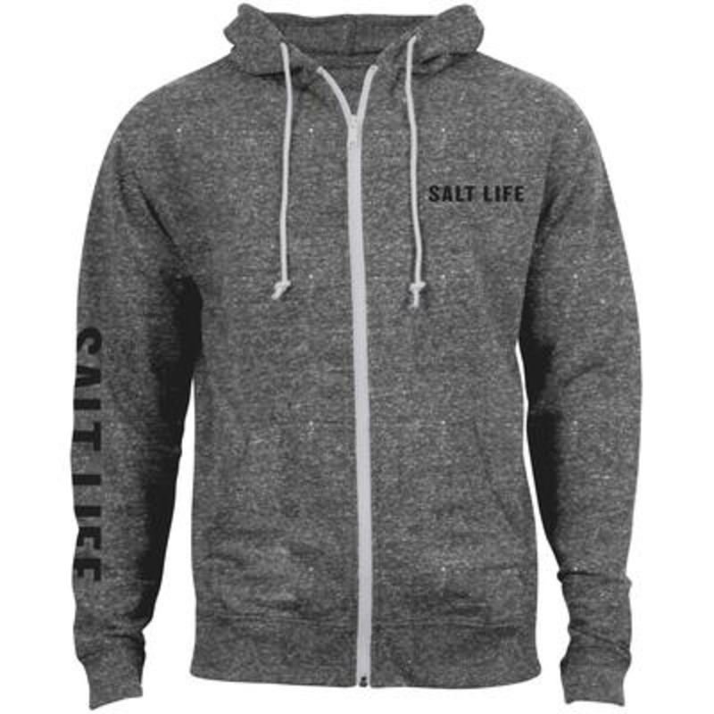 Salt Life Mens Sunrise Palms Regular Fit Full Zip Sweatshirt Heather Grey Medium