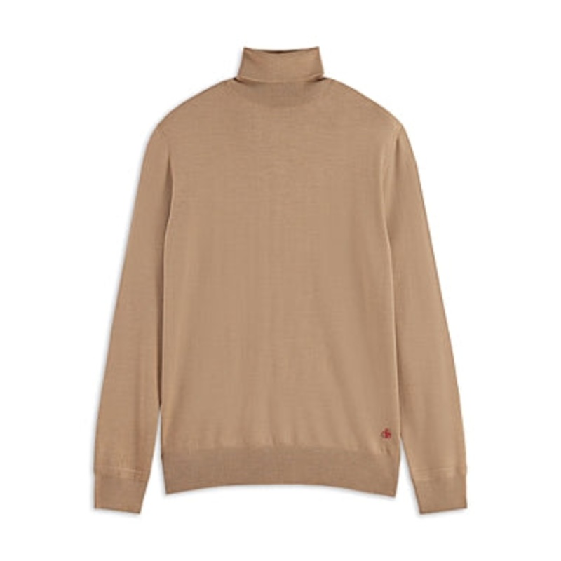 Scotch and Soda Mens Wool Turtleneck Sweater Camel Brown Small