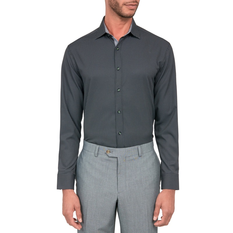 Society of Threads Mens Bot Button Down Dress Shirt Black 2XL 18 18.5 35 36