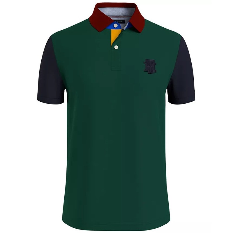 Tommy Hilfiger Men's Patch Colorblock Ivy Short Sleeve Polo SHirt Navy Small