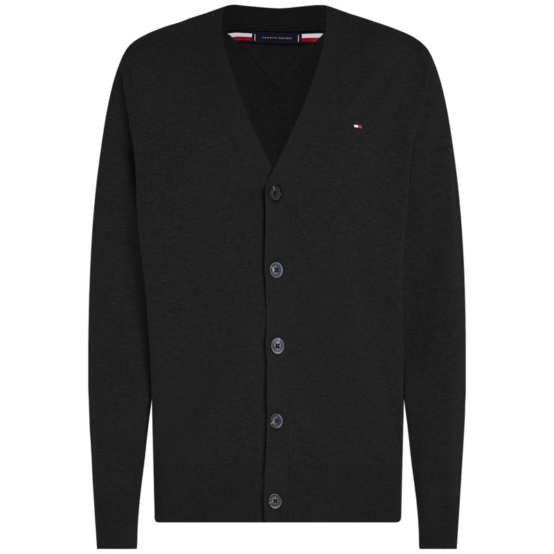 Tommy Hilfiger Mens Essential Embroidered Logo Cardigan Sweater Black Small