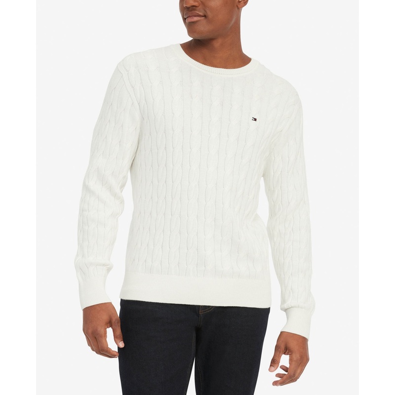 Tommy Hilfiger Mens Regular Fit Quarter Zip Mock Sweater Ancient White Small