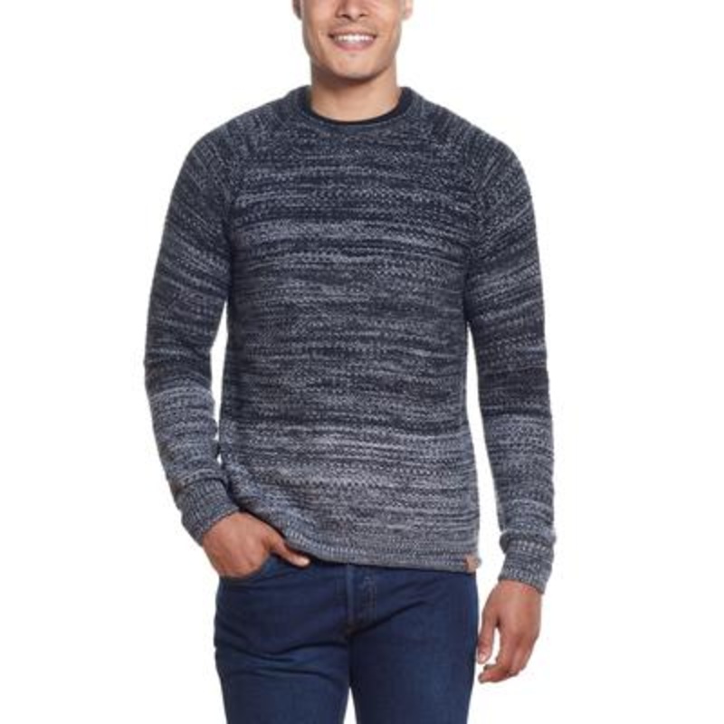 Weatherproof Vintage Men's Black Marl Ombre Roll Crew Sweater Black Grey XL