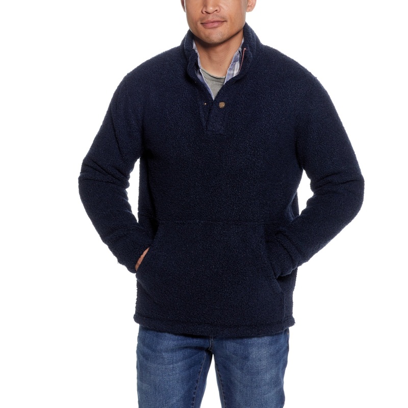 Weatherproof Vintage Mens Teddy Sherpa Quarter Snap Dark Sapphire Blue Small