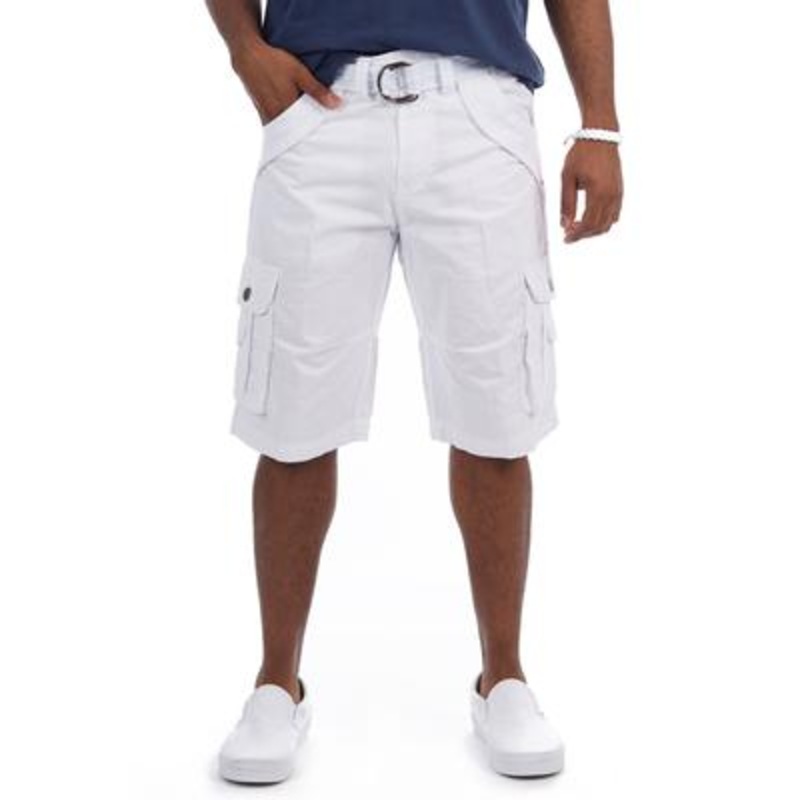X-Ray Men's Belted Double Pocket 12.5" Cargo Shorts White 34