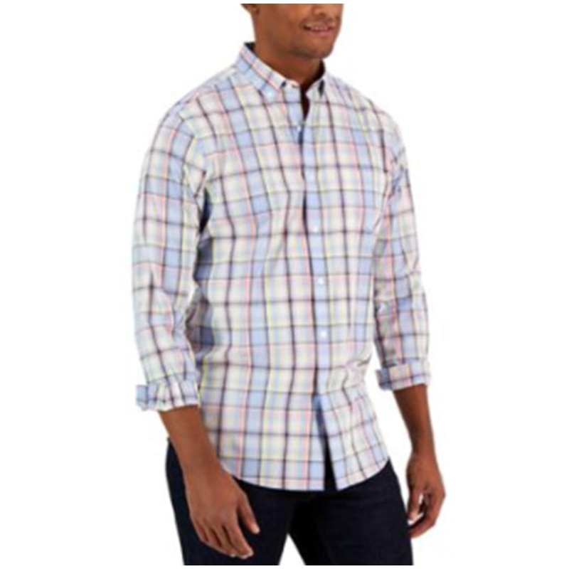 Club Room Mens Hardcastle Long Sleeve Button Down Shirt Pale Ink Blue Small
