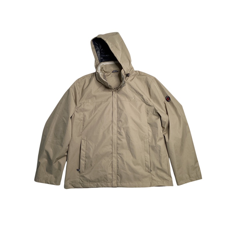 Nautica Mens Waterproof Hooded Jacket Beach Sand Beige 2XL