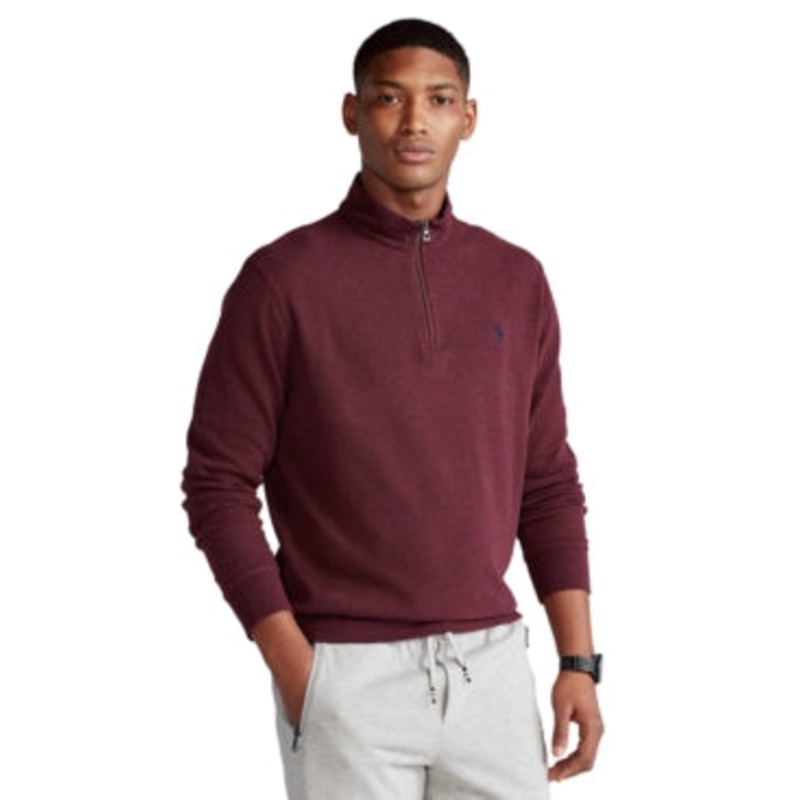 Polo Ralph Lauren Mens Jersey Quarter Zip Pullover Sweatshirt Red Heather 4XLT