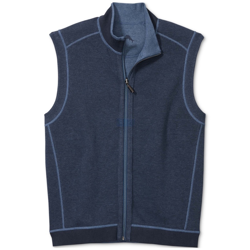 Tommy Bahama Mens Flip Coast Full Zip Vest Sweatshirt Blue Note Heather 2XL XXL