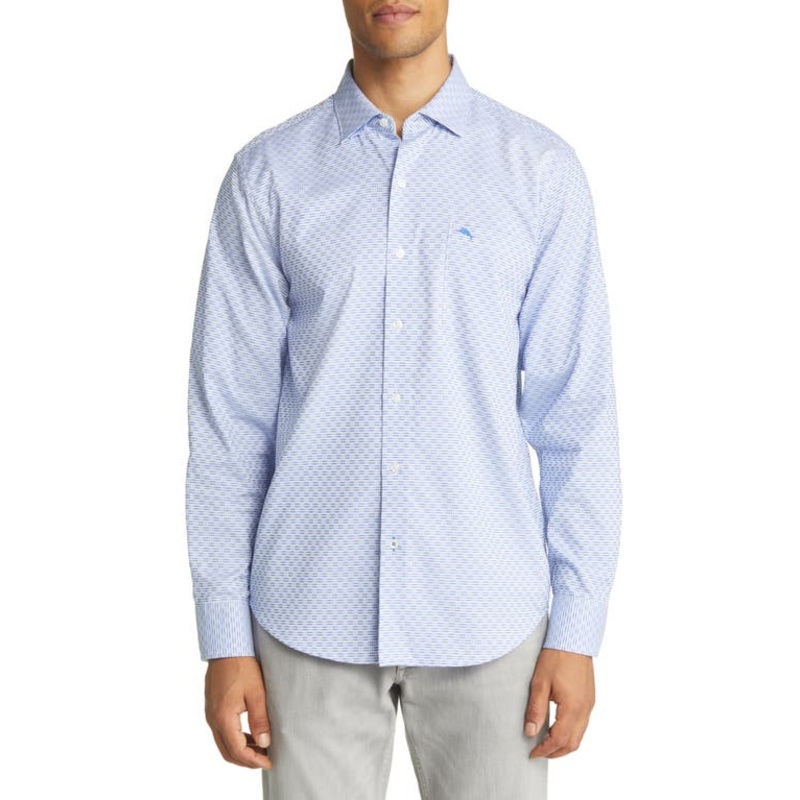 Tommy Bahama Mens Sarasota Stretch Button Down Shirt Ventura Blues 2XL