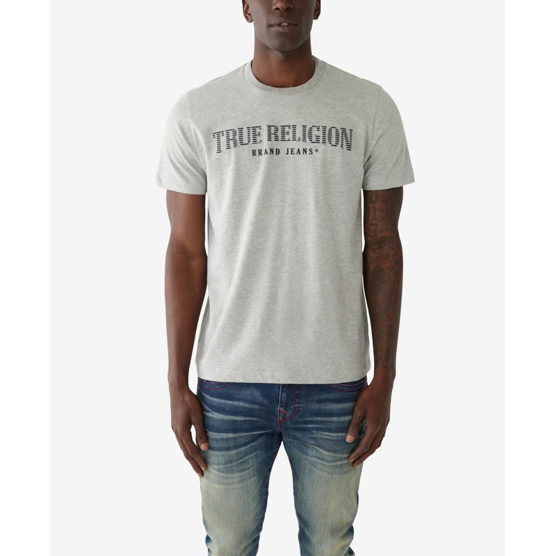 True Religion Mens Short Sleeve T Shirt Heather Grey Medium