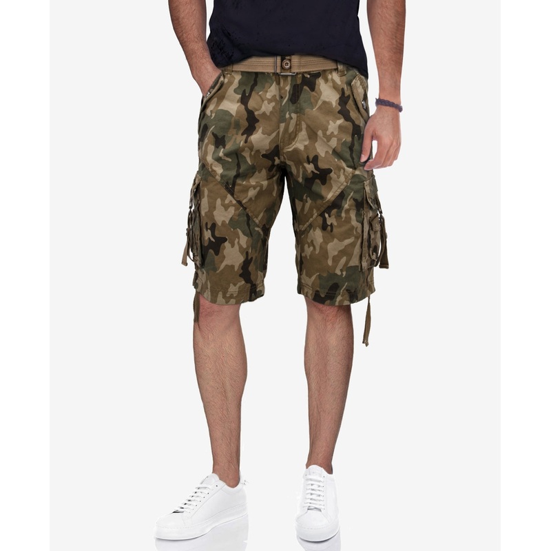 X Ray Mens Classic Fit Belted Twill Tape Cargo Shorts Desert Camo Green 36