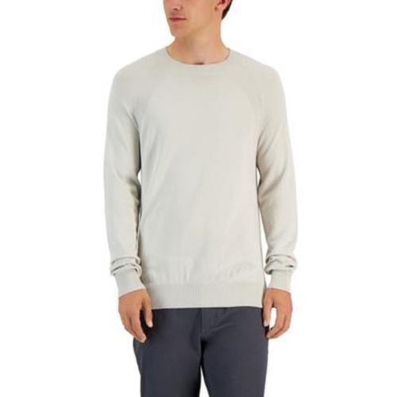 Alfani Men's Ribbed Raglan Crewneck Sweater Moonstruck Tan Large