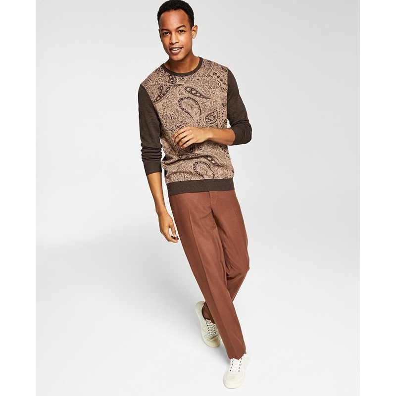 Alfani Men's Slim-Fit Solid Dress Pants 34 x 34 Vicuna Brown