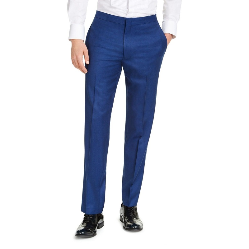 Alfani Men's Slim-Fit Stretch Tuxedo Pants 30 x 30 Blue Flat Front