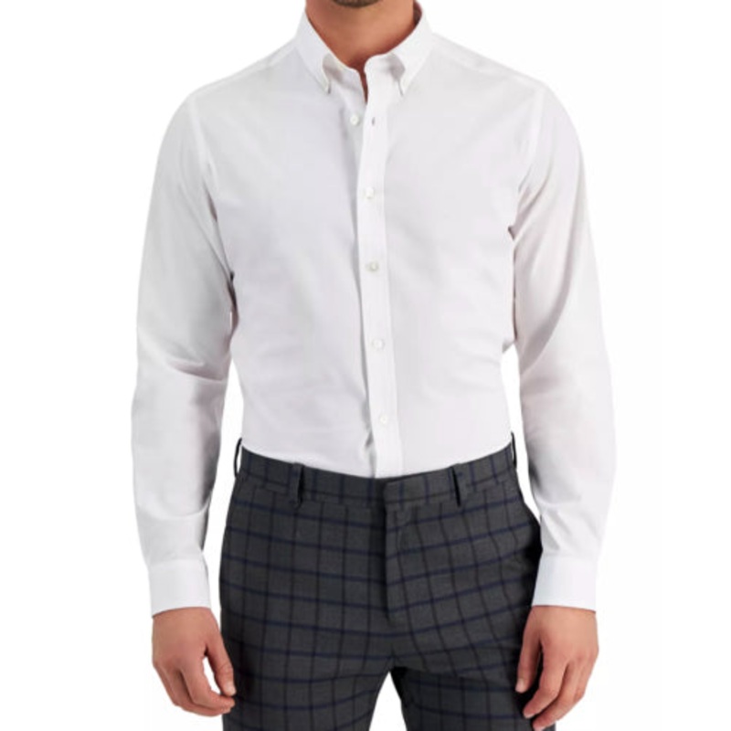 Club Room Men's Slim Fit 4-Way Stretch Solid Dress Shirt White XXL